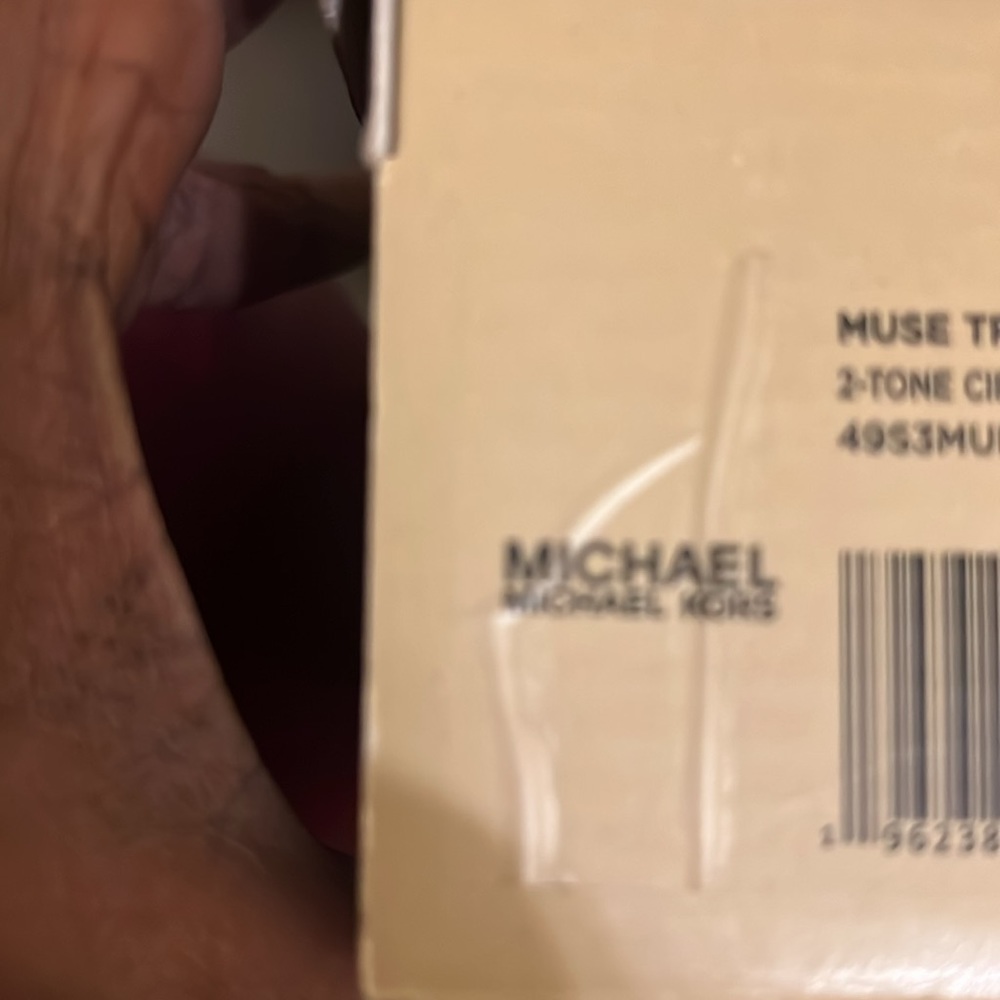 Powder pink & cream platform athletic trainer
sneaker w/ faux Gold MK plate - Picture 13 of 14